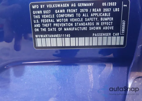 2022 Volkswagen Arteon 2.0T Sel R-Line from USA, damaged, VIN WVWAR7AN4NE011140